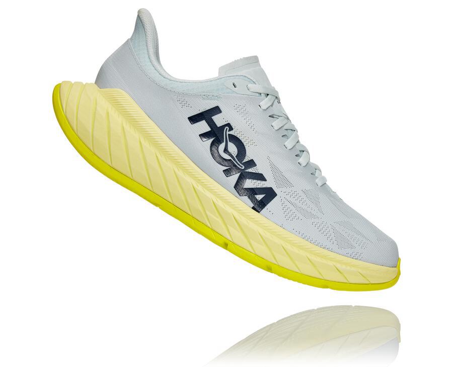 Running Shoes Mens - Hoka One One Carbon X 2 - White - YOHDGVM-82